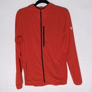 Under Armour Run Orange Full Zip Lightweight Windbreaker Activewear Jacket S